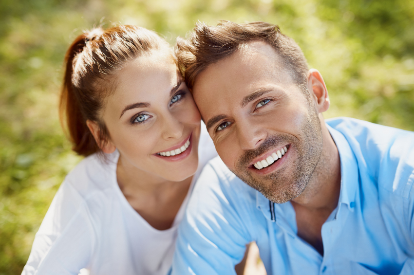 young couple smiling